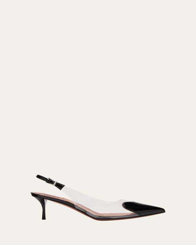 Coeur Plexi Heart-Toe Slingback Pumps